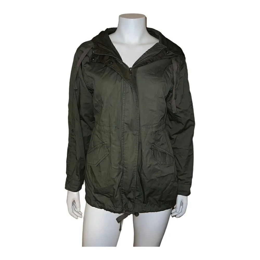 Sebby Juniors Olive Hooded Zippered Anorak Jacket Medium NWT